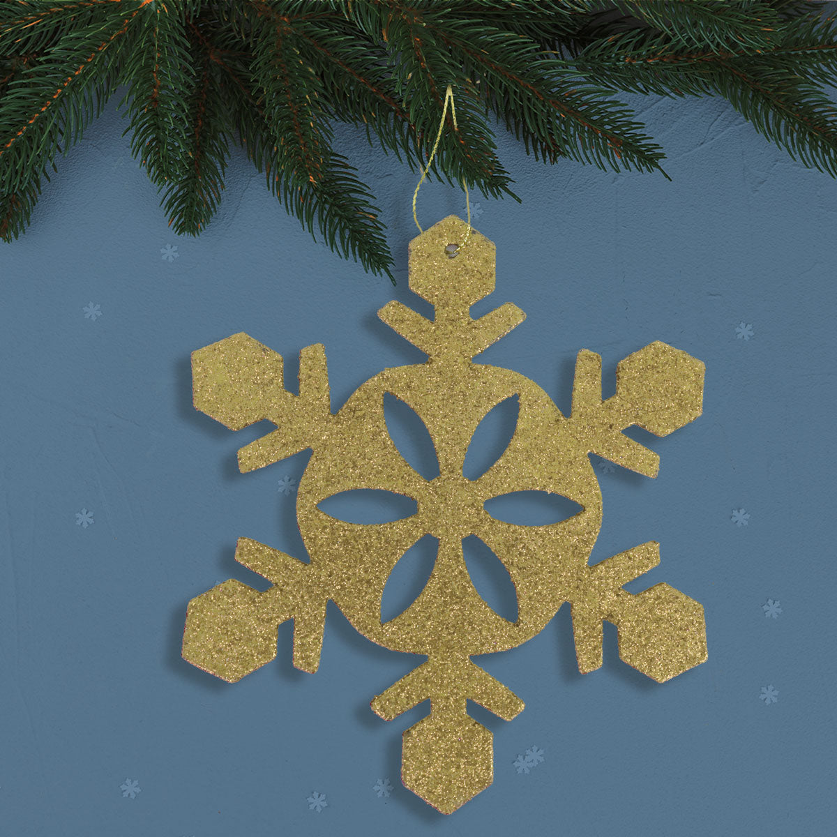 Decoración Colgante con Diseño de Copo de Nieve color Oro