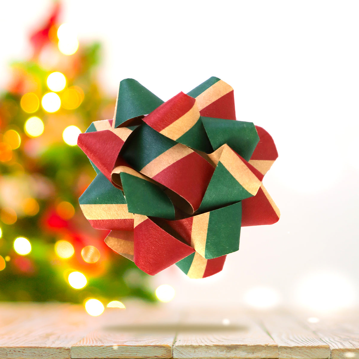 Paquete de Moños de Regalo color Verde con Rojo, 12 piezas