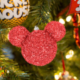 Esfera Navideña de Tinsel color Rojo en Forma de Mickey Mouse