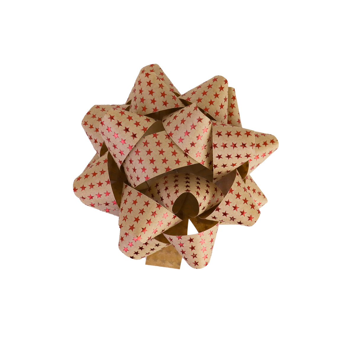 Moños para Regalo de Papel Kraft con Estrellas color Rojo