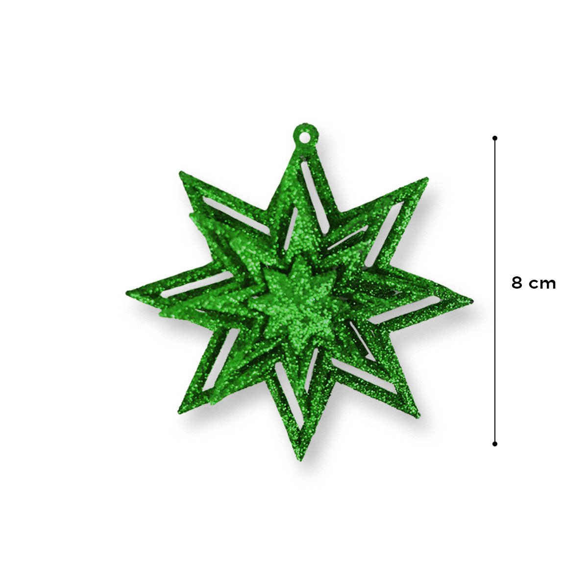 Estrellas Decorativas con Diamantina color Verde, 2 piezas.