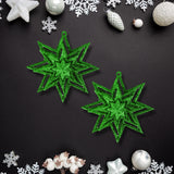 Estrellas Decorativas con Diamantina color Verde, 2 piezas.