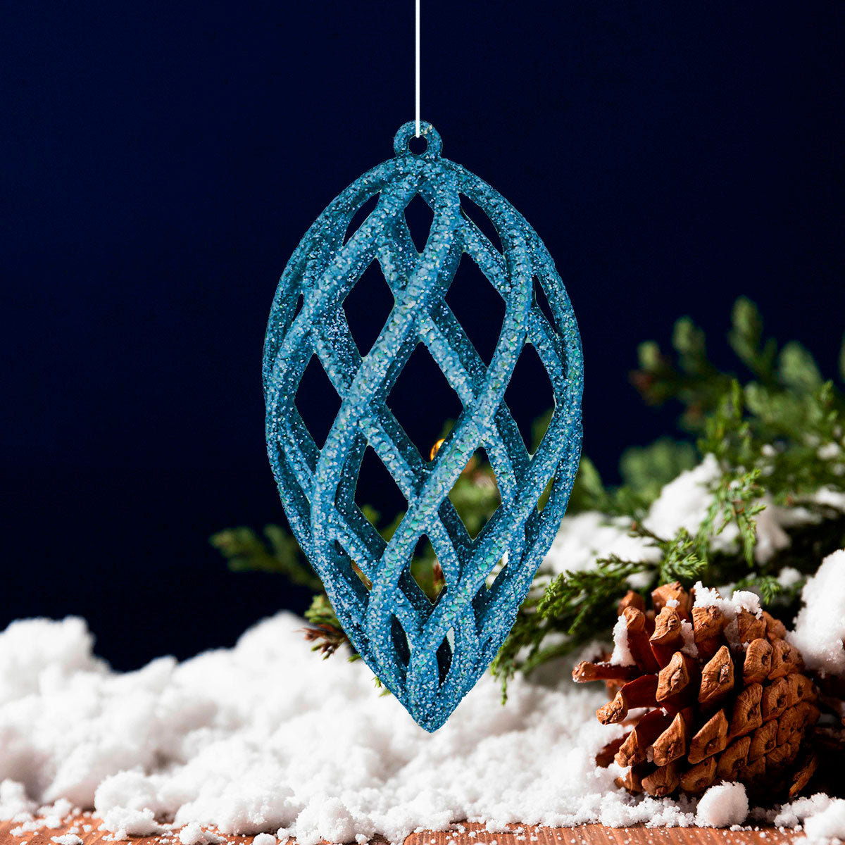 Esferas con Diamantina color Azul, 8cm