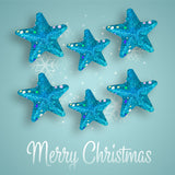 Mini Estrellas Navideñas con Diamantina color Azul, 6 piezas