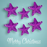 Mini Estrellas Navideñas con Diamantina color Morado, 6 piezas