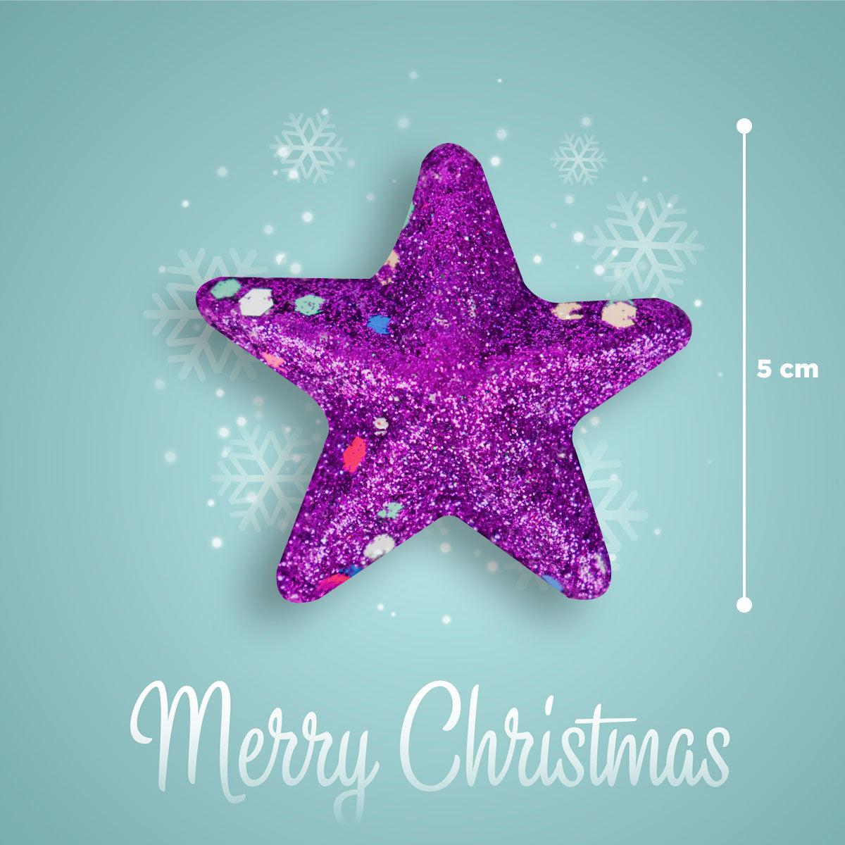 Mini Estrellas Navideñas con Diamantina color Morado, 6 piezas