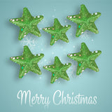 Mini Estrellas Navideñas con Diamantina color Verde, 6 piezas