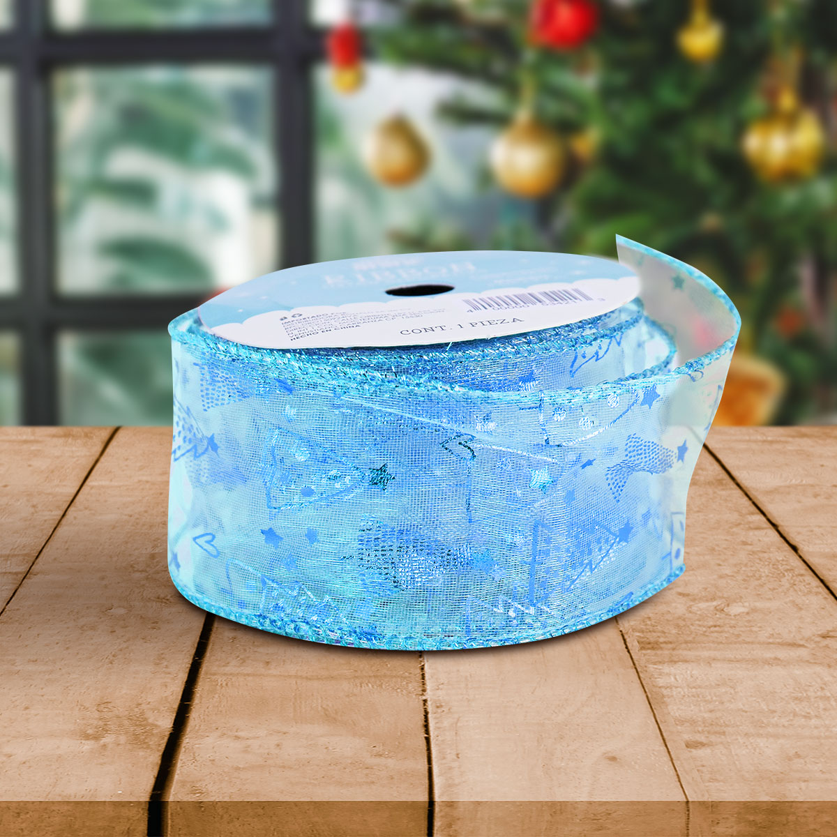 Listón Decorativo color Azul para Navidad
