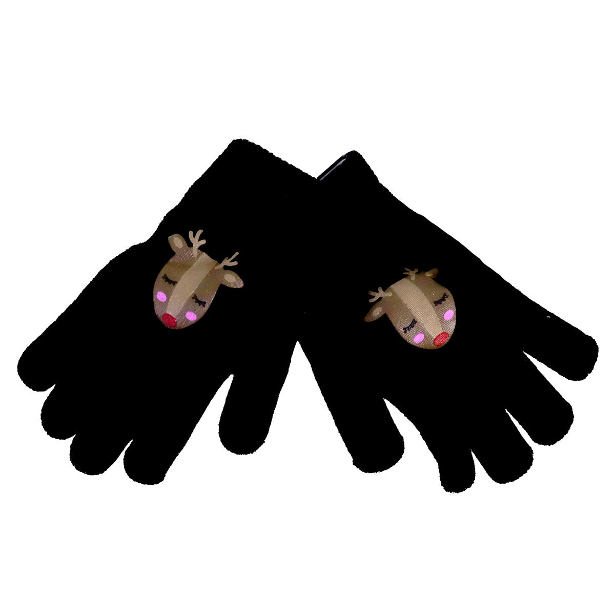 Guantes color Negro con Diseño de Reno