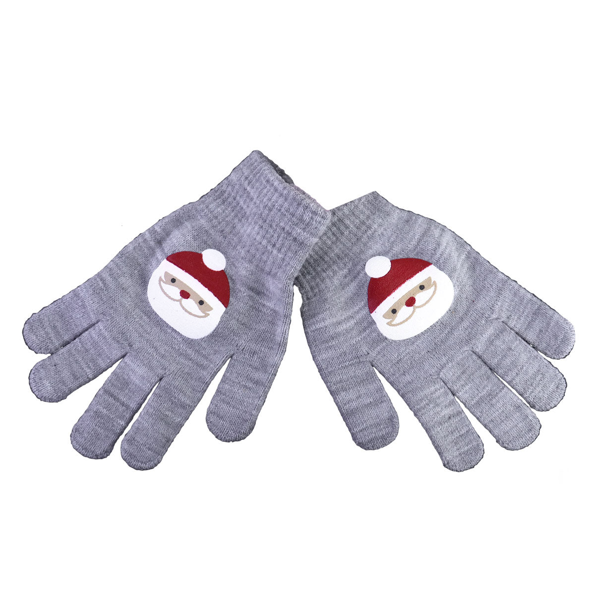 Guantes color Gris con Diseño de Santa Claus