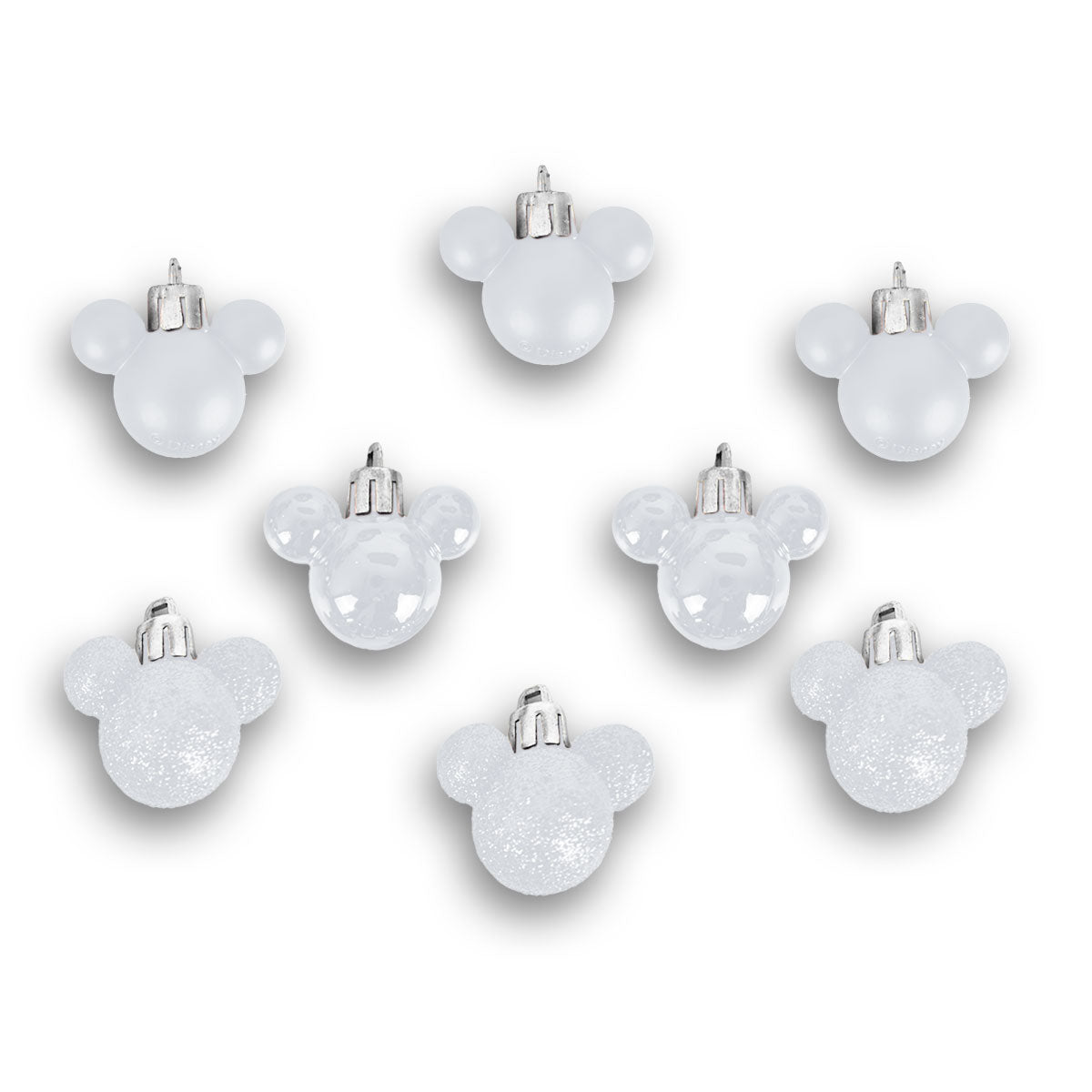Esferas Navideñas color Blanco en Forma de Mickey Mouse, 3x4cm
