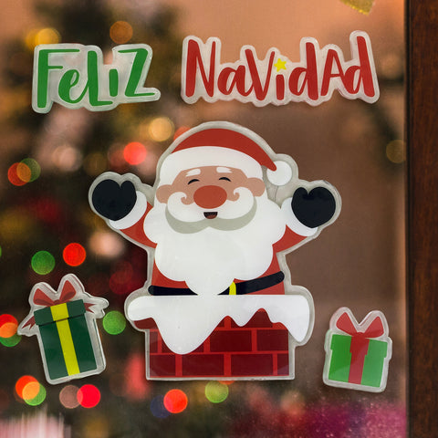 Stickers Navideños de Gel para Ventana, Feliz Navidad