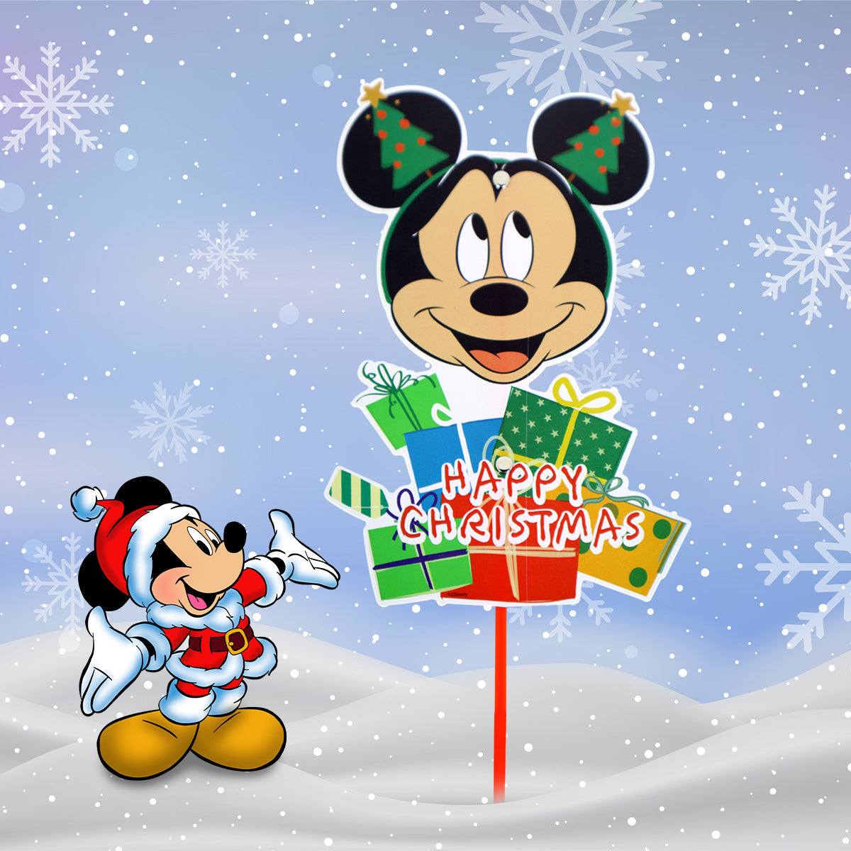 Estaca Decorativa de Mickey Mouse, Merry Christmas