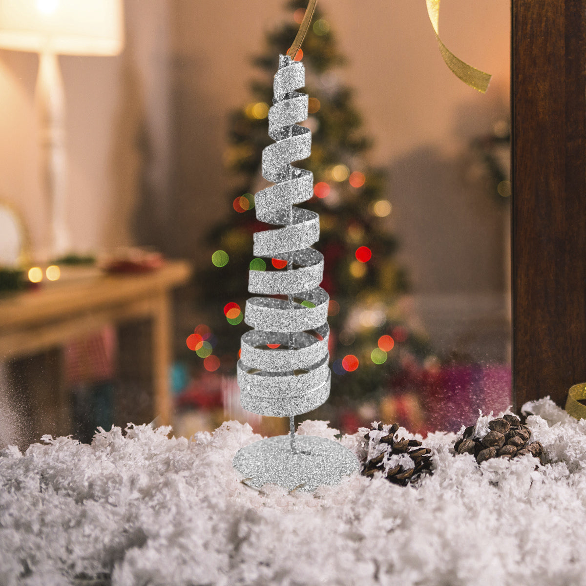 Mini Árbol Navideño de Metal color Plata