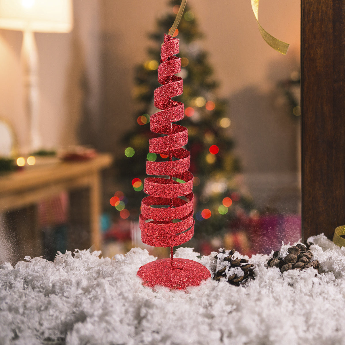 Mini Árbol Navideño de Metal color Rojo