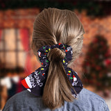 Scrunchie color Negro con Diseño de Navidad