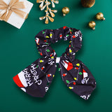 Scrunchie color Negro con Diseño de Navidad