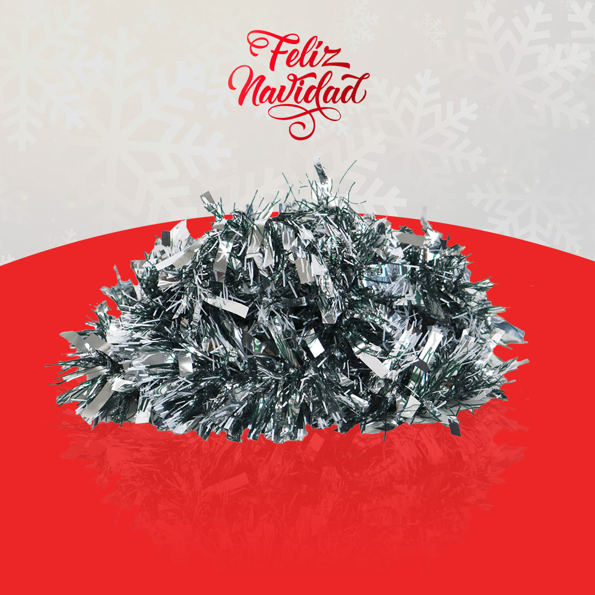 Guirnalda de Tinsel color Plata para Decoraciones Navideñas, 3m