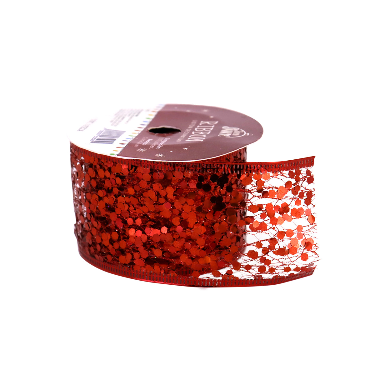 Ribbon Listón Decorativo color Rojo con Glitter