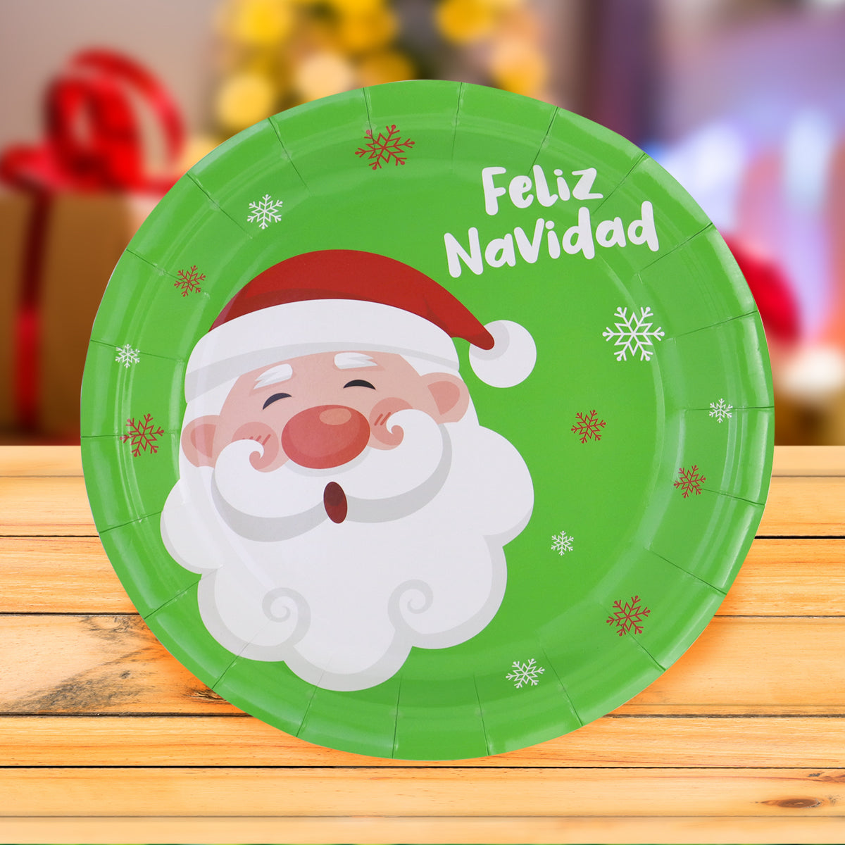 Set de 10 Platos de Cartón con Diseño de Santa Claus