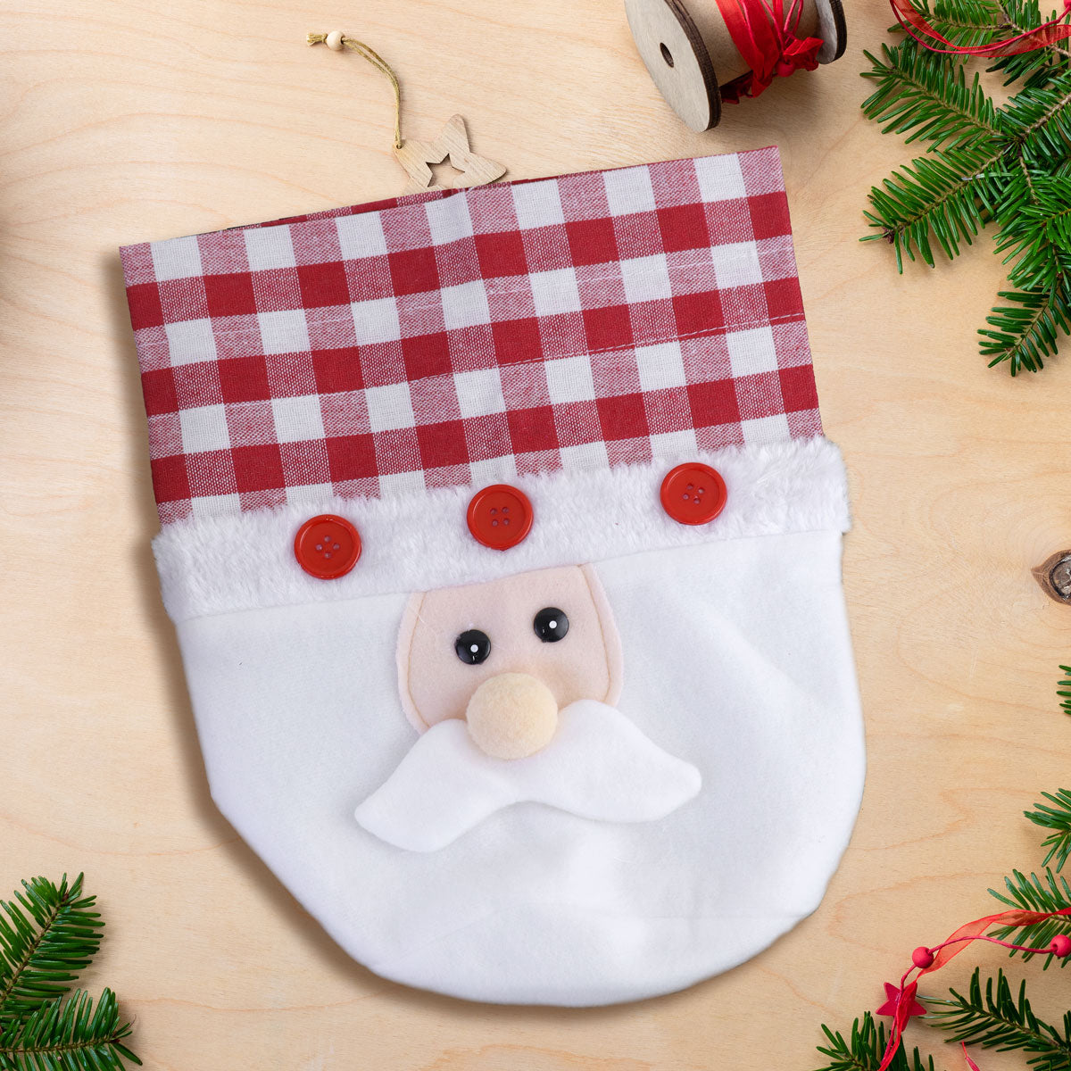 Bolsa Navideña con Diseño de Santa Claus