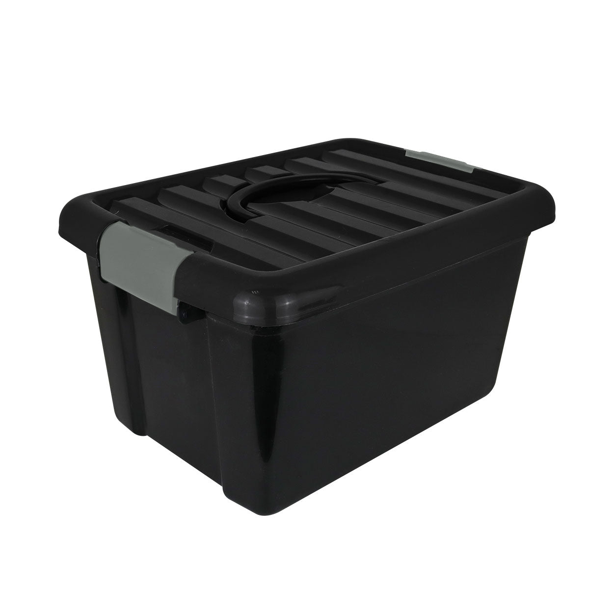 Caja de Plástico Rectangular con Tapa 14L color Gris/Negro
