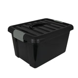 Caja de Plástico Rectangular con Tapa 14L color Gris/Negro