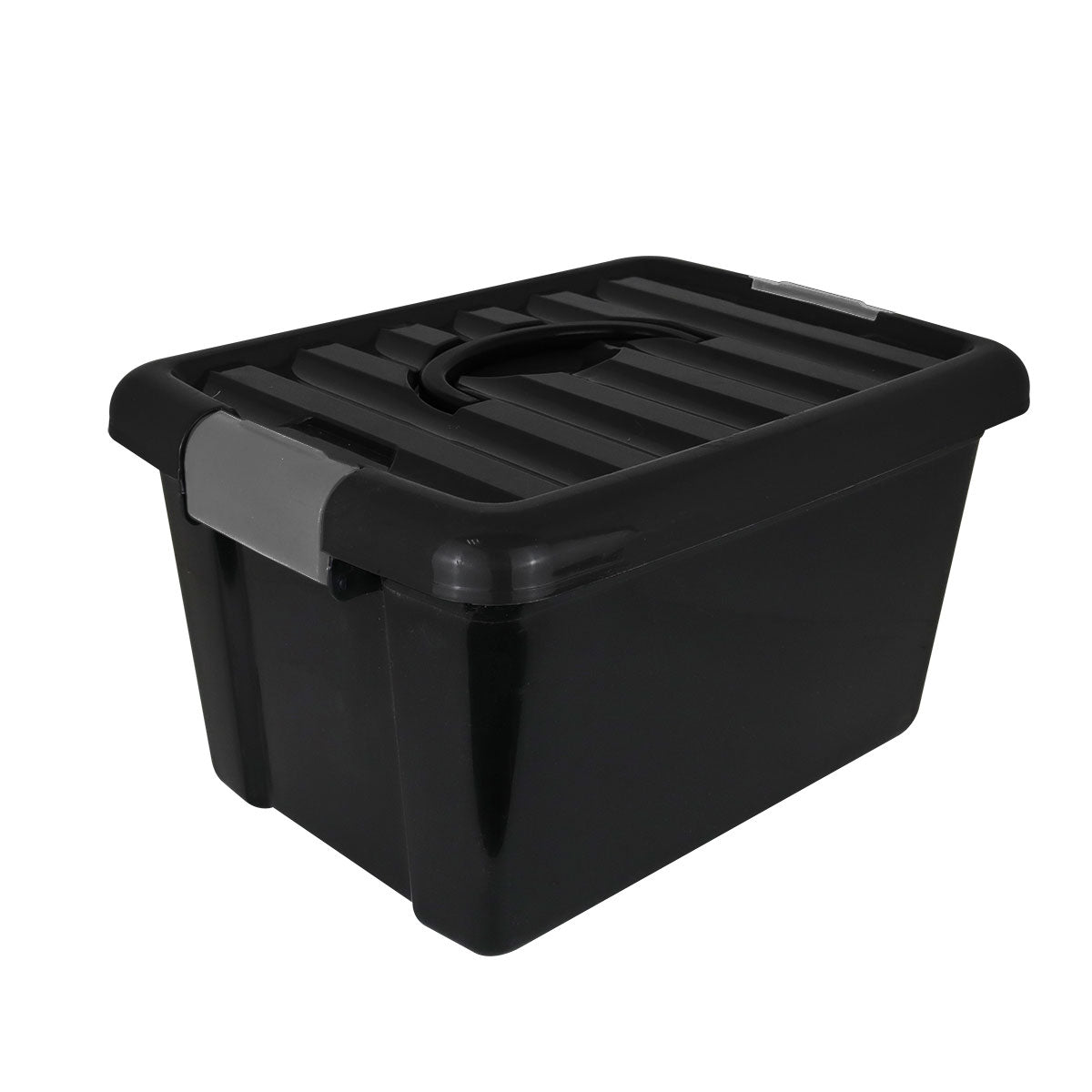 Caja de Plástico Rectangular con Tapa 14L color Negro