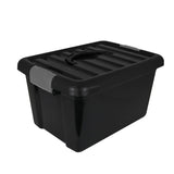 Caja de Plástico Rectangular con Tapa 14L color Negro