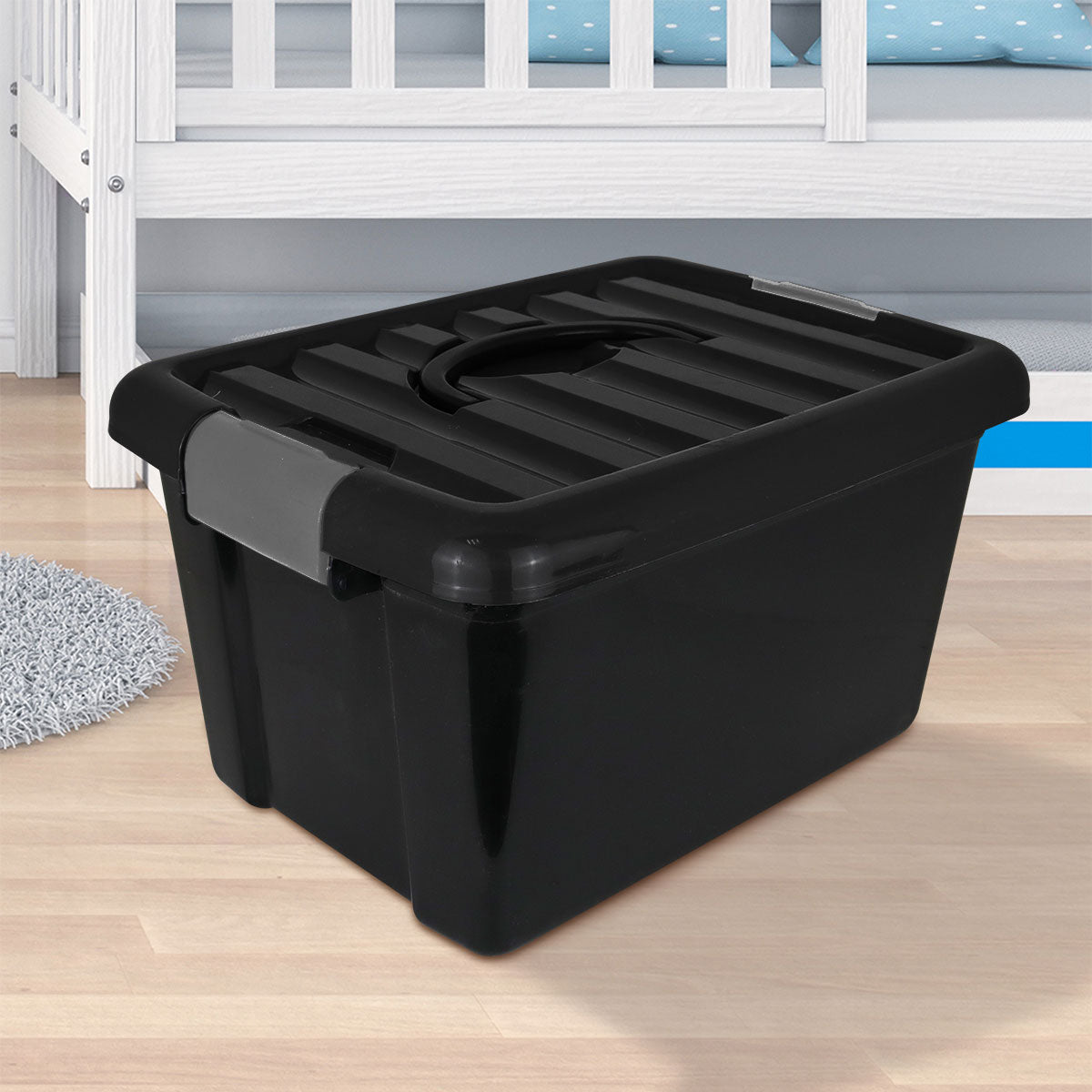 Caja de Plástico Rectangular con Tapa 14L color Negro