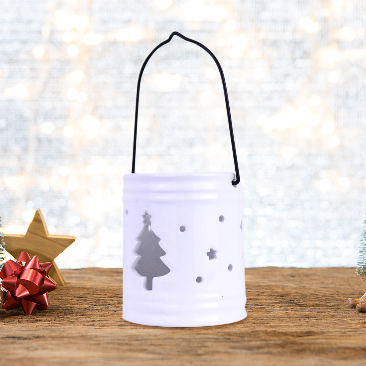 Portavela Navideño, color Blanco