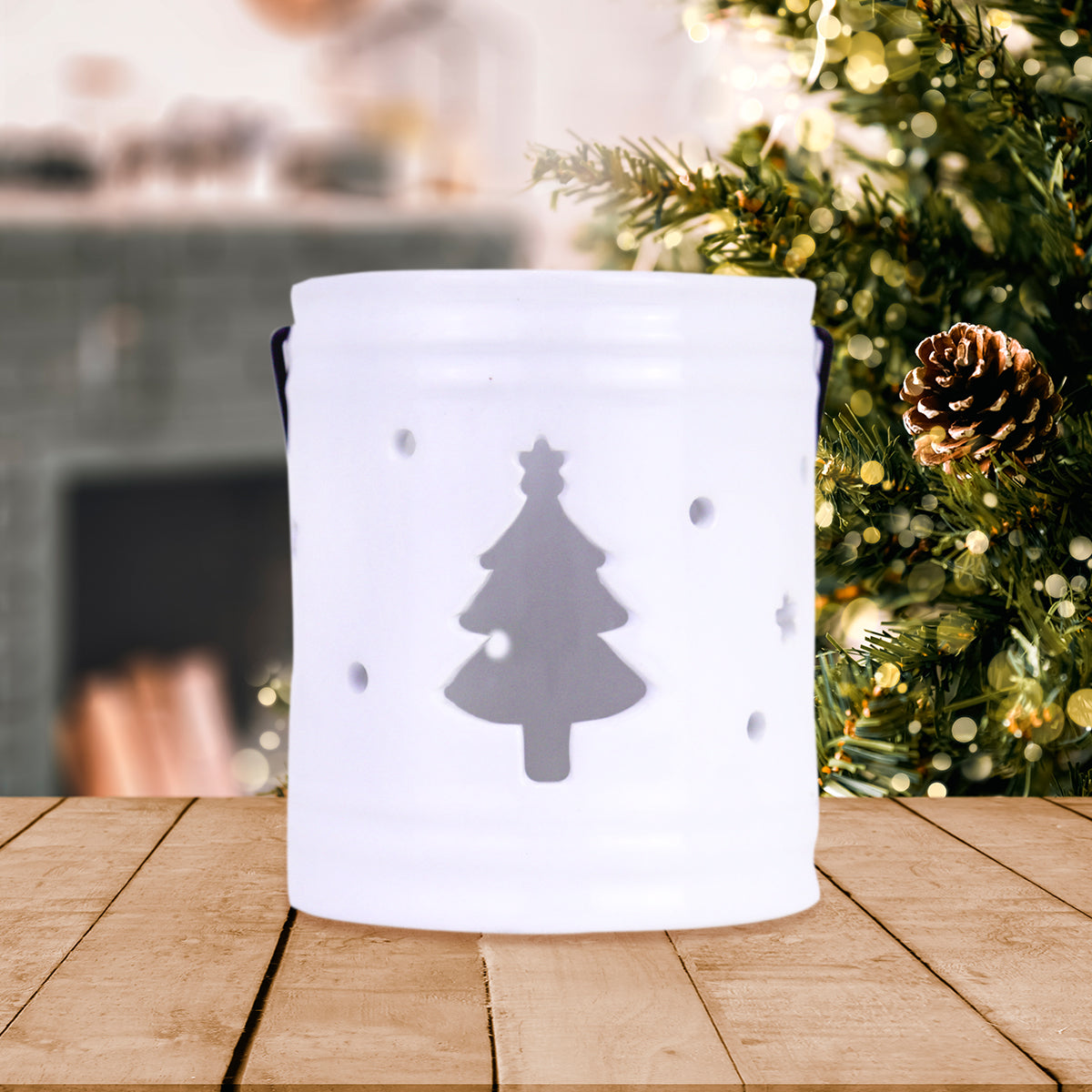 Portavela Navideño, color Blanco