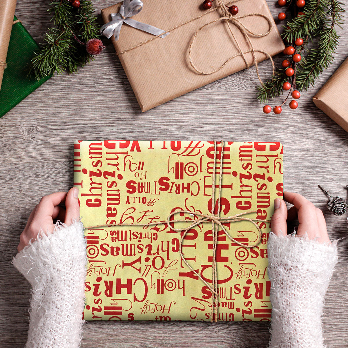 Papel Kraft para Envoltura de Regalo con Diseño de Navidad