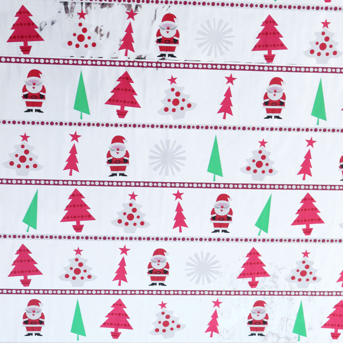 Papel Navideño color Plata con Diseño de Pinos para Envolver Regalos