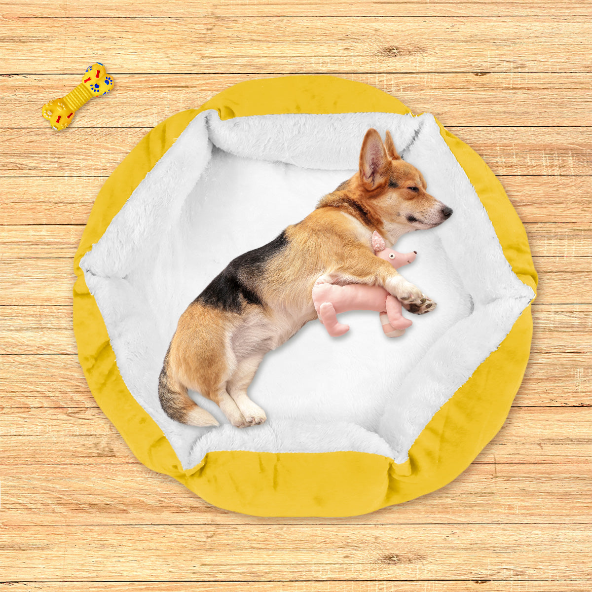 Cama con Diseño Hexagonal para Mascota, color Amarillo