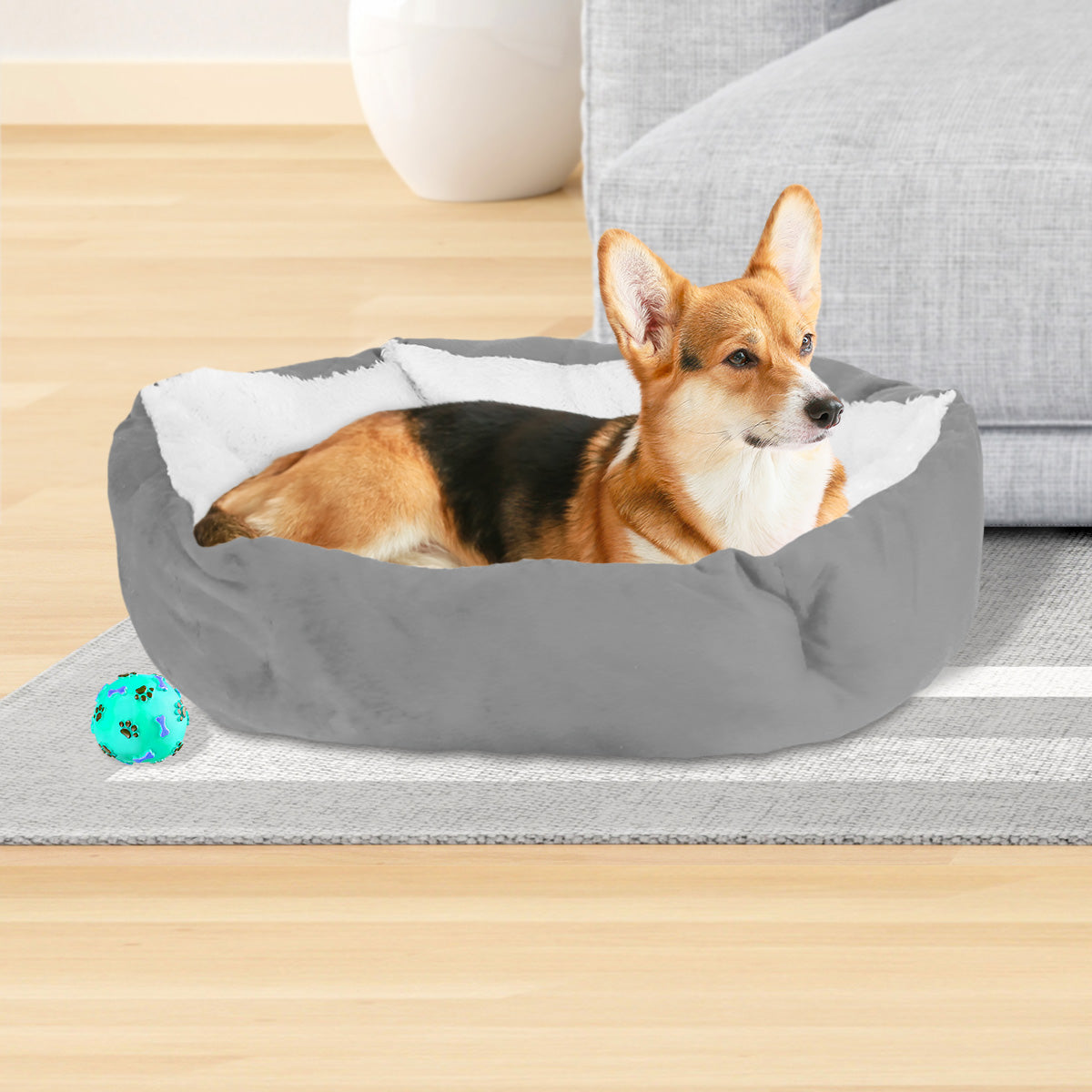 Cama con Diseño Hexagonal para Mascota, color Gris