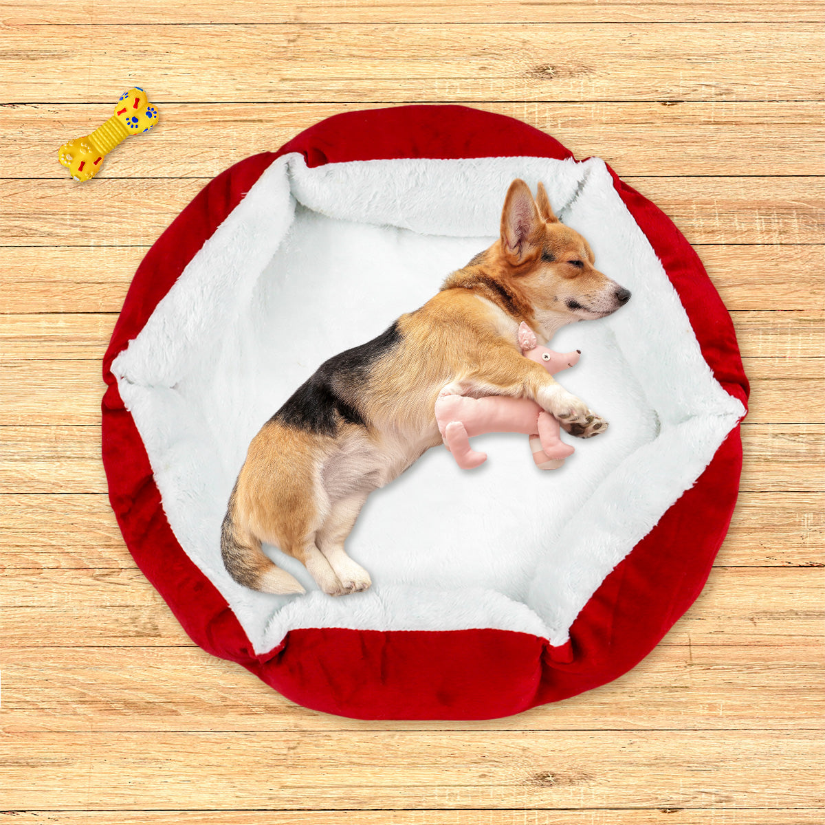 Cama con Diseño Hexagonal para Mascota, color Rojo