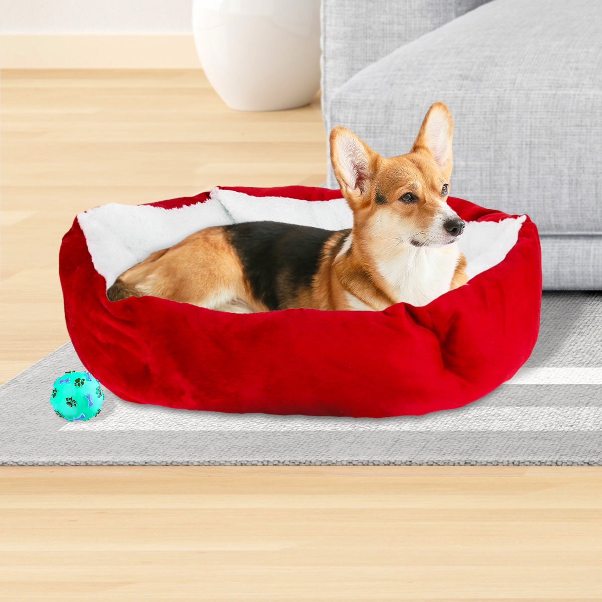 Cama con Diseño Hexagonal para Mascota, color Rojo