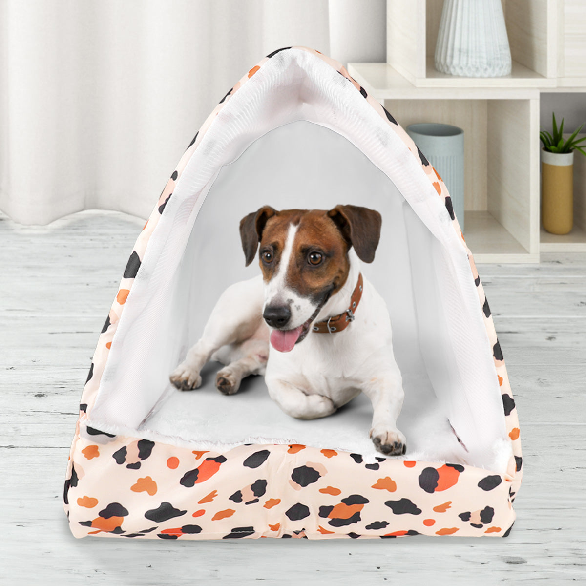 Cama con Techo color Naranja para Mascota 43x35x27cm