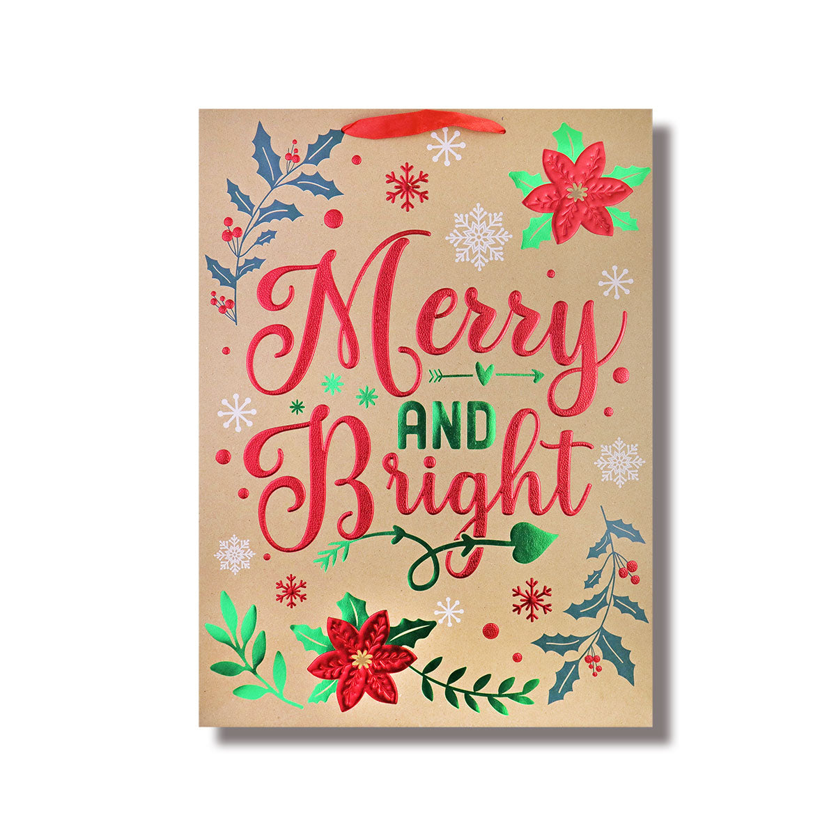 Bolsa de Regalo para Navidad, Merry and Bright, 44x32cm