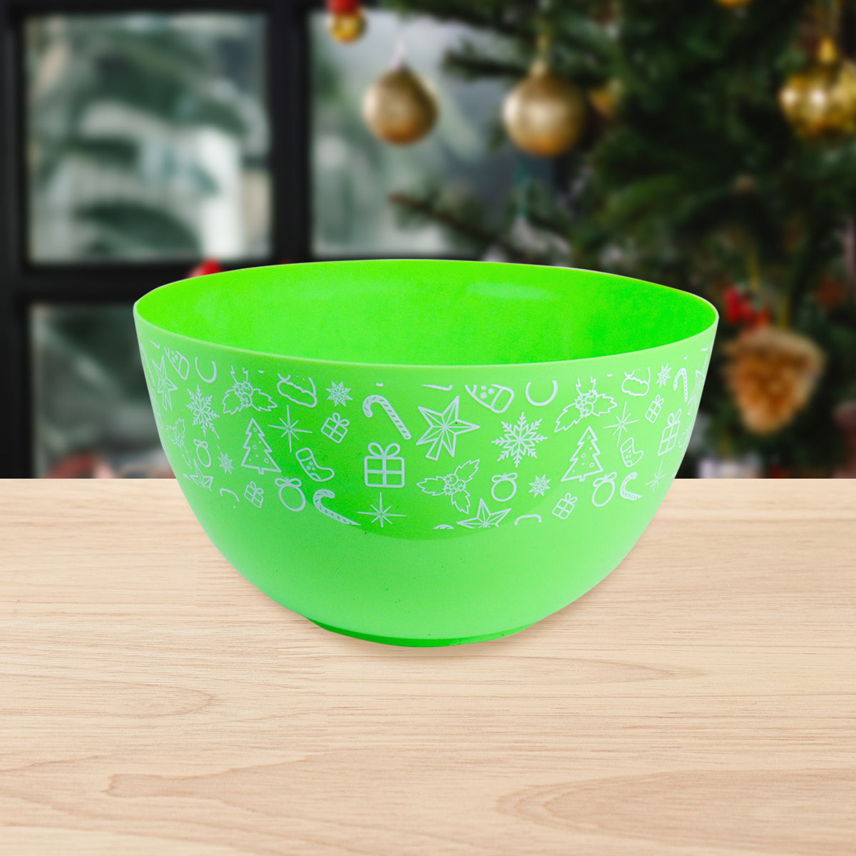 Botanero/Bowl de Plástico con Diseño de Navidad color Verde