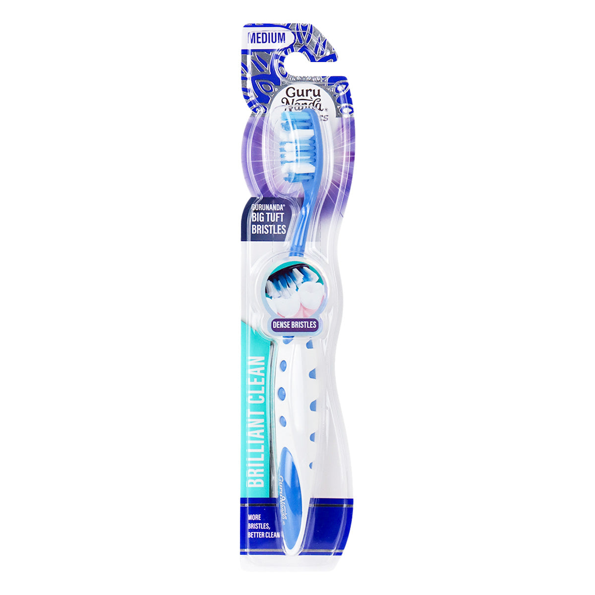 Cepillo Dental Mediano con Mango Ergonómico color Azul, GuruNanda