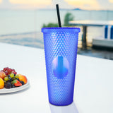 Vaso Texturizado color Azul Rey con Popote, 650ml