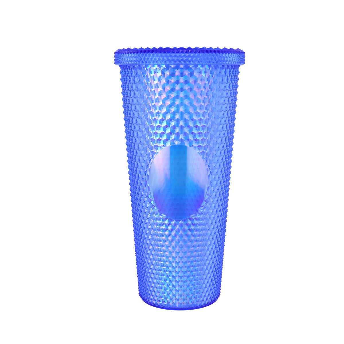 Vaso Texturizado color Azul Rey con Popote, 650ml