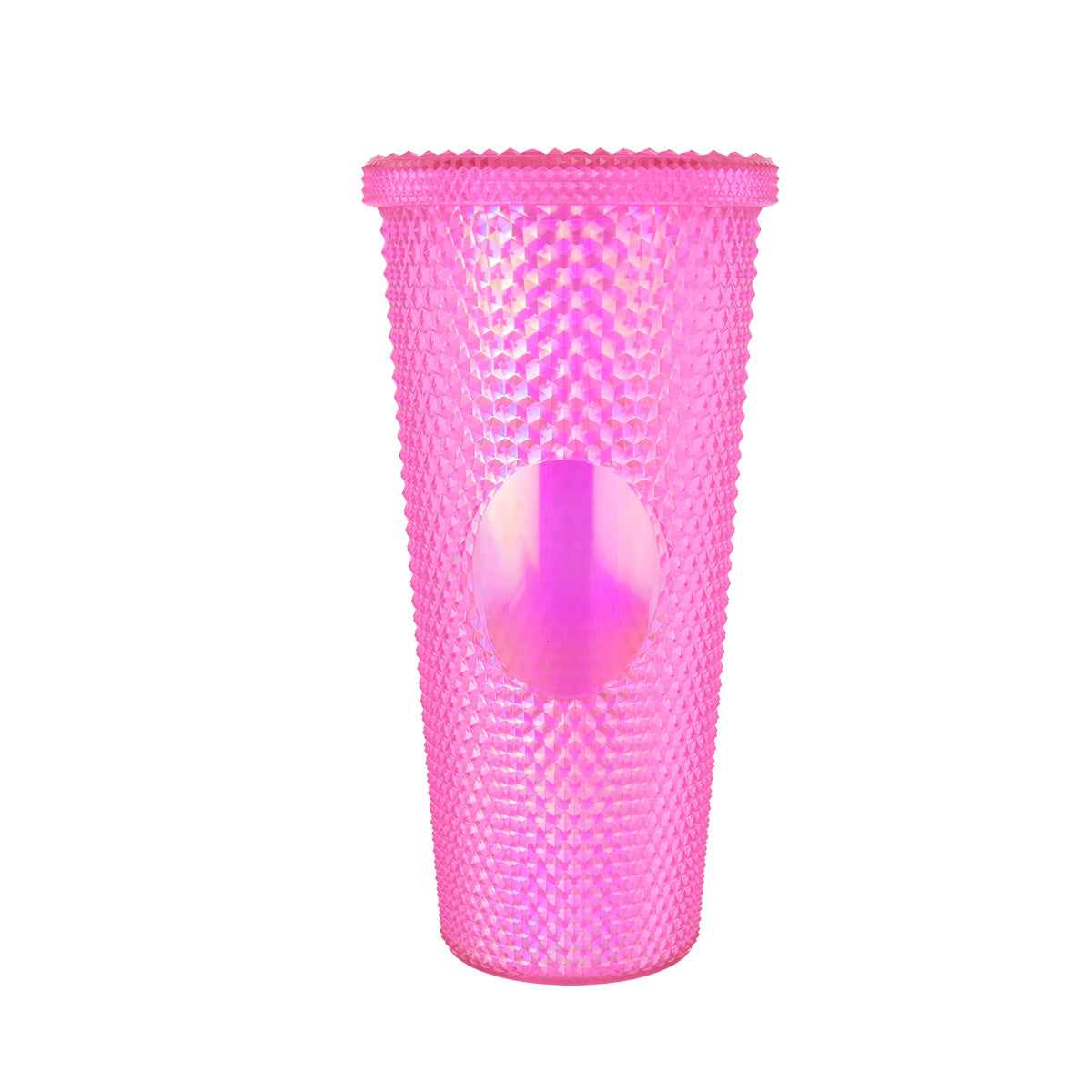 Vaso Texturizado color Fucsia con Popote, 650ml