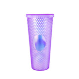 Vaso Texturizado color Lila con Popote, 650ml