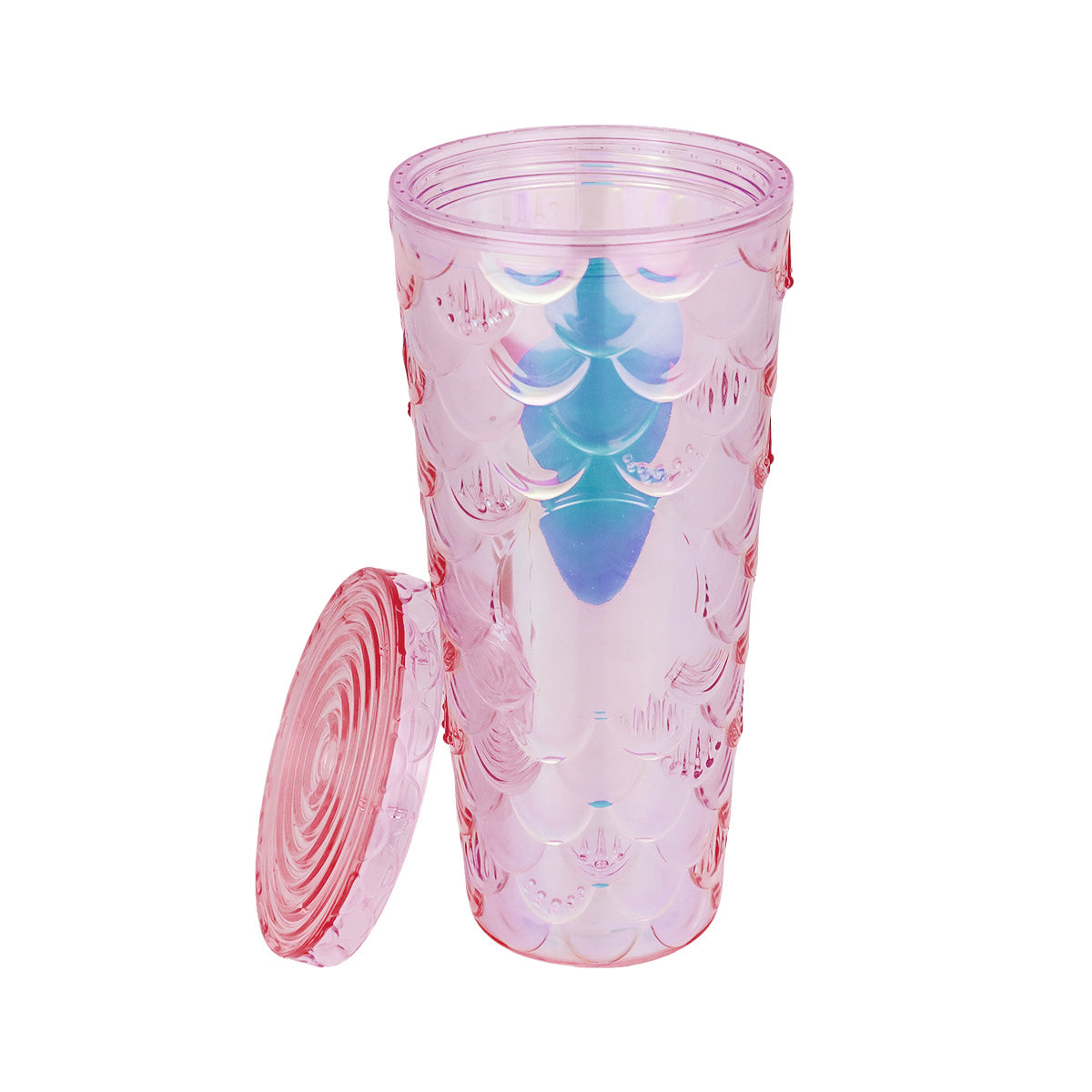 Vaso Decorado color Rosa con Popote, 650ml