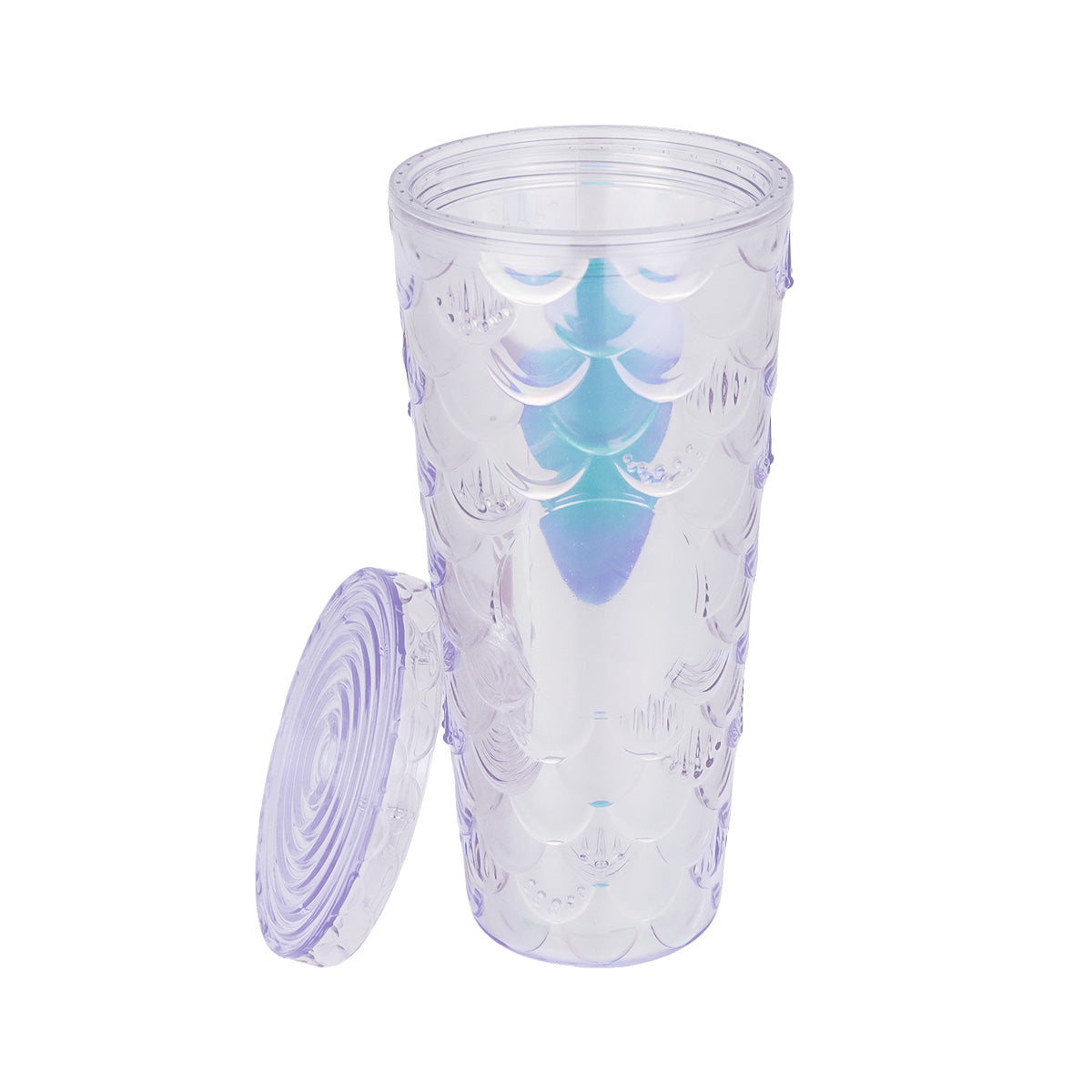 Vaso Decorado Transparente con Popote, 650ml