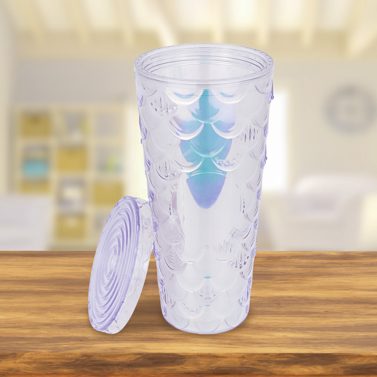 Vaso Decorado Transparente con Popote, 650ml