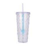 Vaso Decorado Transparente con Popote, 650ml